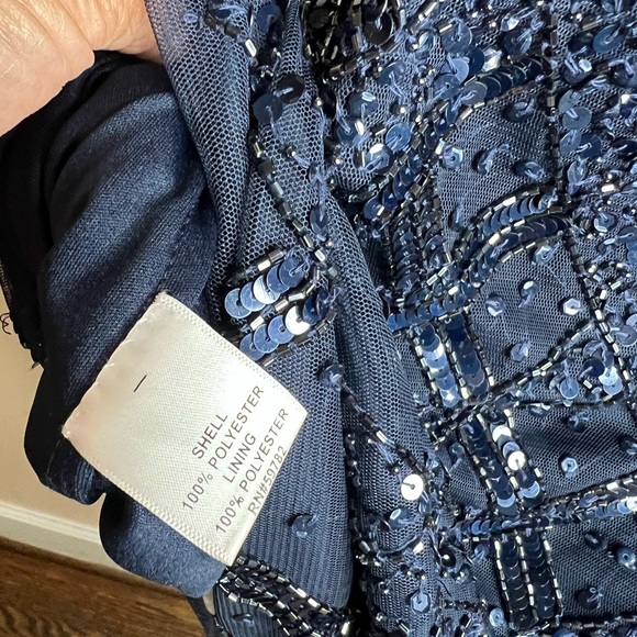 Adrianna Papella short sequin/bead embellished blue dress 6P - Picture 9 of 10